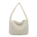 Beige Hobo-Tasche aus Cord mit Rautensteppung und großem Fassungsvermögen im Cloud-Look - Weiß