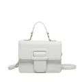 White minimalist crossbody bag with lychee texture and decorative front buckle - White