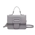Petit sac à bandoulière violet grisâtre avec texture litchi et boucles dorées - Violet