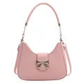 Borsa a mano rosa da donna con fibbia a fiocco dorata e tracolla a catena - Rosa