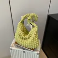 Sac à bandoulière vert citron en tissu gaufré avec cordon de serrage - Jaune