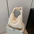 Sac à bandoulière blanc texture popcorn avec bandoulière plissée et détail nœud - Blanc