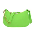 Bolso de fieltro verde neón con costuras en V, cadena dorada y cremallera superior - Verde