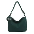 Dark green corduroy dumpling hobo bag with adjustable strap and small round coin purse - Dark Green
