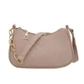 Minimalist light coffee felt underarm bag with V-shaped quilting and golden chain detail - Khaki