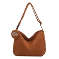 Brown corduroy hobo crescent bag with matching round coin purse and adjustable strap - Tan