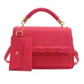 Sac à main rose fuchsia avec poignée tressée et petit porte-cartes assorti à chaîne - Ensemble de sacs à bandoulière / Rose rose