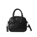 Borsa a mano nera minimalista con cuciture a cuore e tracolla regolabile in pelle - Nero