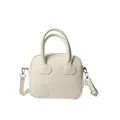 Borsa a mano color crema in pelle PU con manici cilindrici e tracolla staccabile - Bianco