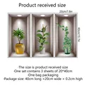 Set van 3 3D muurstickers met venstereffect en tropische potplanten van 20x40cm - Gestimuleerde Potplanten (ATW025-YW)