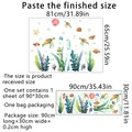 Detailed marine life wall stickers featuring sea turtles, seahorses, and size dimensions - 30x90cm / Watercolor Ocean Animal Style