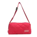 Quilted crossbody bag in magenta with adjustable strap and diamond lattice stitching - Rose Pink