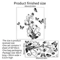 DIY black butterfly and floral vine wall sticker set in PVC for refrigerator decor - 30*60cm