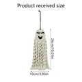 Macro detail of hand-woven Halloween ghost decor with size specs 26cm by 10cm - Smiling Face Style (G379-YY)