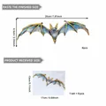 Blue and gold 3D bat wall stickers for Halloween, set of 8 pieces with size dimensions - Blue Gold Gradient Bat Style (PY19000)
