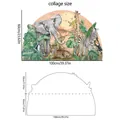 Detail showing wall sticker size specifications and jungle animal collage dimensions - Jungle Sunset Small Style (MJ4009-ZC)
