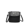 Borsa a tracolla quadrata nera classica con fiocco argentato e cinturino regolabile - Nero