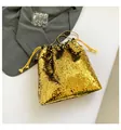 Sac seau doré à paillettes brillantes avec cordon de serrage et bandoulière chaîne - Or
