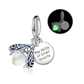 Luminous firefly charm pendant in silver and blue enamel with glowing effect detail - Firefly With Small Insects Skill Tag