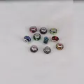 Set of 10 colorful 14mm resin floral charm beads with S925 silver core for DIY jewelry - 14mm*9mm / Multicolor