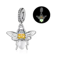 Luminous firefly pendant charm in S925 silver with yellow enamel and glow-in-the-dark bead - Luminous Firefly (S925 Stamp)
