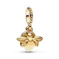 Luminous firefly charm in gold finish with heart motif for DIY bracelets - Gold Luminous Insect