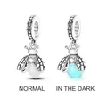 Luminous silver firefly charm for bracelets showing normal and glowing states - Classic Luminous Firefly Pendant