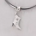 Fashionable white enamel boot charm pendant with rhinestones for DIY bracelets - White