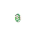 Floral glass large hole bead charm with pink petals and copper core for DIY jewelry - Green Pink White Floral (HM002)