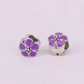 DIY cherry blossom enamel charms in purple and silver for bracelet making set - Purple
