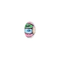 Macro detail of a colorful striped lampwork glass bead with a silver metal core charm - Multicolor Striped (HM008)