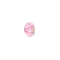 Macro detail of a pink floral glass bead with a silver-plated core for DIY jewelry - Pink White Swirl (HM009)