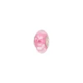 Macro detail of a pink glass bead with white floral interior and silver metal core - Pink Inner Floral (HM010)