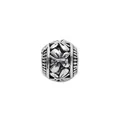 Vintage silver hollow charm bead with embossed floral pattern for DIY jewelry making - Relief Floral Butterfly Style (35)