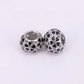 Hollow heart pattern flower bead charms with black enamel and zircons for bracelets - Black