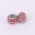 Hollow heart charms with red enamel details for DIY charm bracelets and necklaces - Red