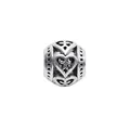 Vintage silver hollow heart charm bead with antique finish for DIY jewelry bracelets - Cylinder Heart Hollow Style (42)