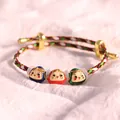 Handmade colorful braided rope bracelet with three cute enamel zongzi charms for Dragon Boat Festival - Multicolor Rope + 3 Color Rice Dumplings