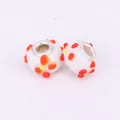 DIY mixed color glass charm beads with white base and orange spots for bracelets - 15x10mm / White