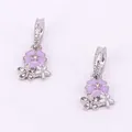 Detail of lavender and white enamel cherry blossom charms with sparkling zircon pavé - Cherry Blossom Pendant (CZ044-Purple) / Purple