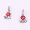 Detail of red and white enamel cherry blossom pendants with sparkling crystals - Red