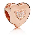 Klassischer Herzanhänger mit Pavé-Kristallen in Roségold-Finish für Bettelarmbänder - Roségold