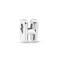 Detailed macro view of a silver-plated alphabet charm bead in the shape of letter H - Letter H / Silver