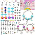Kit de création de bijoux DIY pour enfants avec perles de verre et boîte licorne - Boîte Cadeau Mince