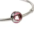 DIY silver snake chain bracelet with a sparkling faceted pink crystal charm bead - Pink