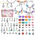 Kids DIY bracelet kit with unicorn charms, glass beads, and decorative gift box - 66 Pieces Set (4cm Box Height)