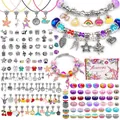 Kids DIY bracelet making kit with unicorn gift box, colorful beads and alloy charms - 162 Pieces Set (4cm Box Height)