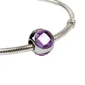 Sparkling DIY bracelet charm featuring a purple faceted crystal in silver setting - Deep Purple