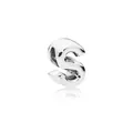 Polished silver alloy alphabet S bead charm for DIY charm bracelet jewelry making - Letter S / Silver