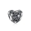 Charm a forma di cuore in finitura argento con pavé di gemme di zirconia cubica - Incastonatura Pavé di Zirconia (K11-16)